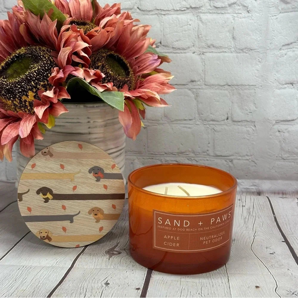 Sand + paws apple cider candle with dachshund doxies NEW fall autumn